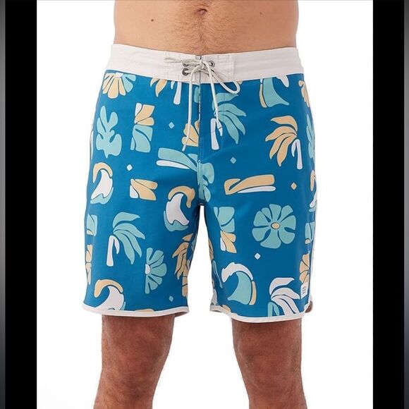 O'Neill Mens 18” Tropical Print Boardshorts, Quick Dry in Blue. 32” Waist. NWT - Picture 2 of 16